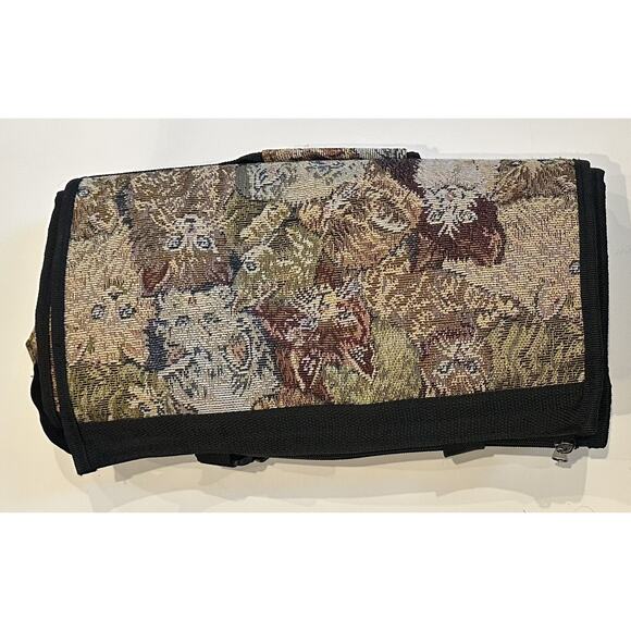 Vintage Cat Lovers Tapestry Shopping Travel Fold Up Rolling Tote Collapsible Bag - Picture 10 of 14